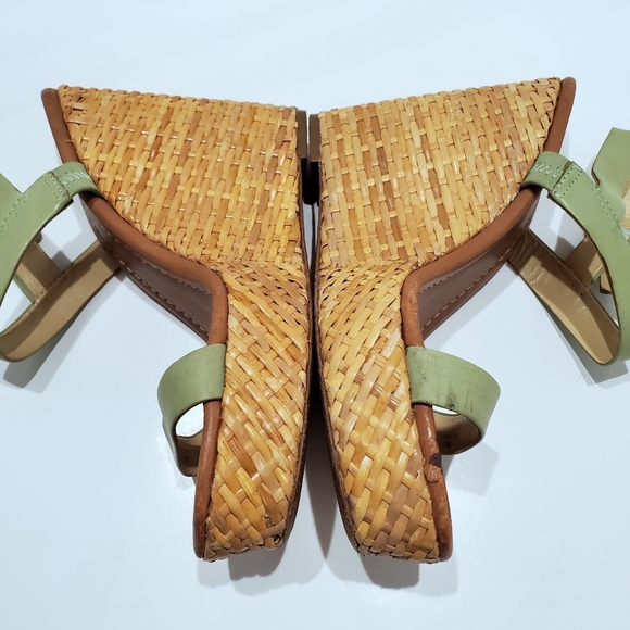 Kate Spade "Dancer" green preppy wedge sandal, size 7.5M - Picture 6 of 16